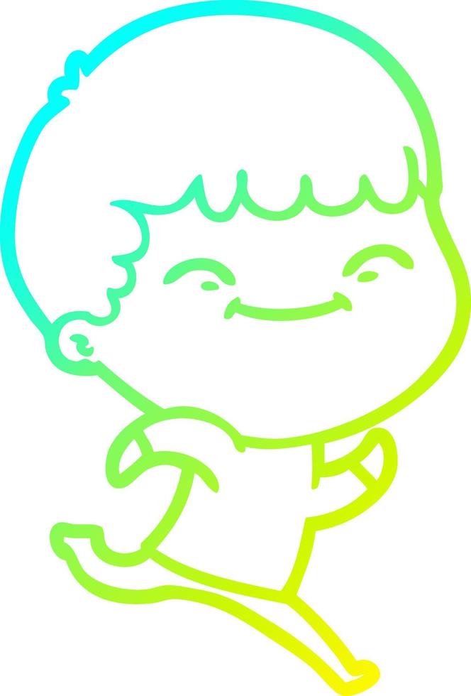 cold gradient line drawing cartoon happy boy vector