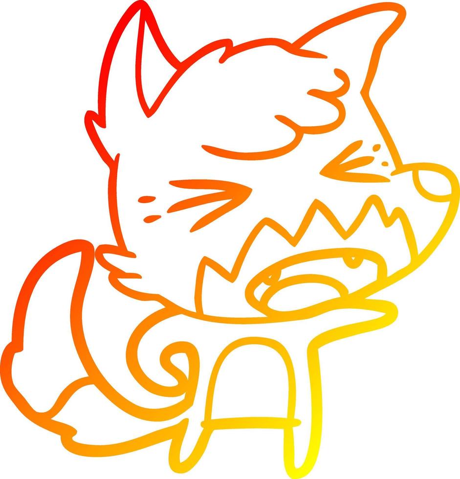 warm gradient line drawing angry cartoon fox vector
