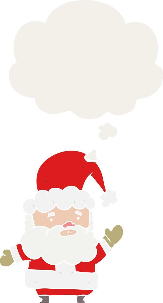 caricatura, santa claus, y, burbuja del pensamiento, en, estilo retro vector