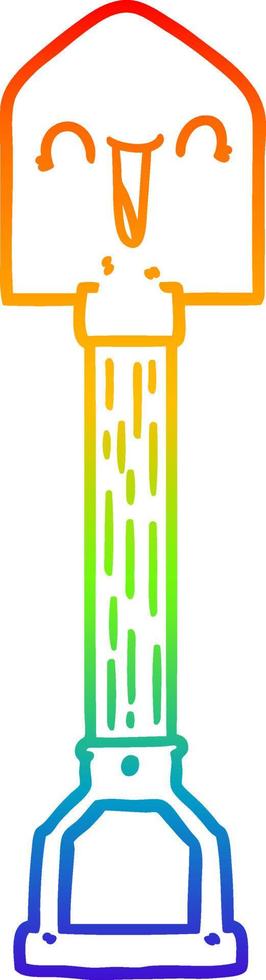 rainbow gradient line drawing cartoon shovel vector