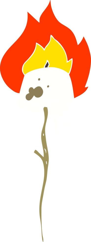 flat color illustration of toasted marshmallow vector