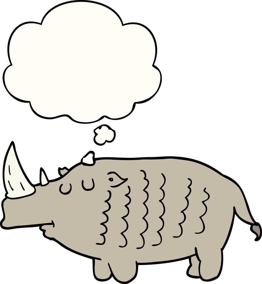 cartoon rhinoceros and thought bubble vector