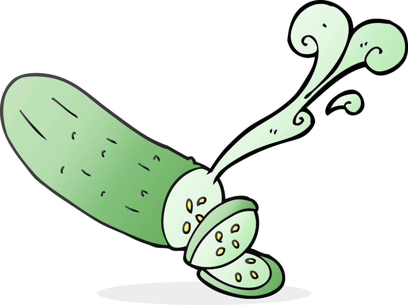 freehand drawn cartoon sliced cucumber vector