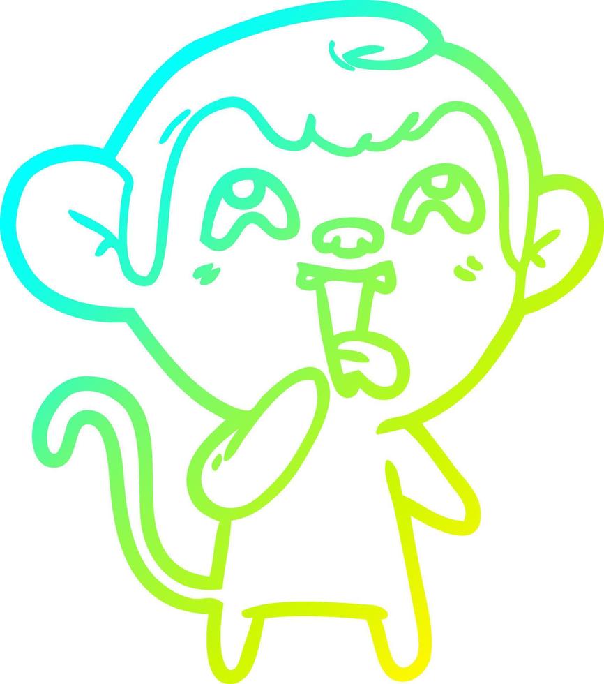 cold gradient line drawing crazy cartoon monkey vector
