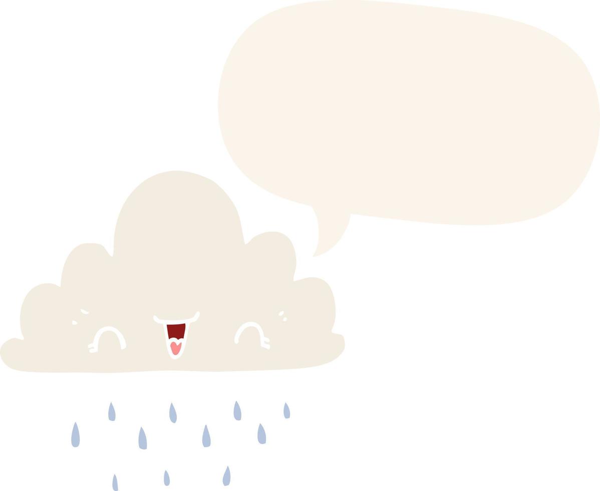 cartoon storm cloud and speech bubble in retro style vector