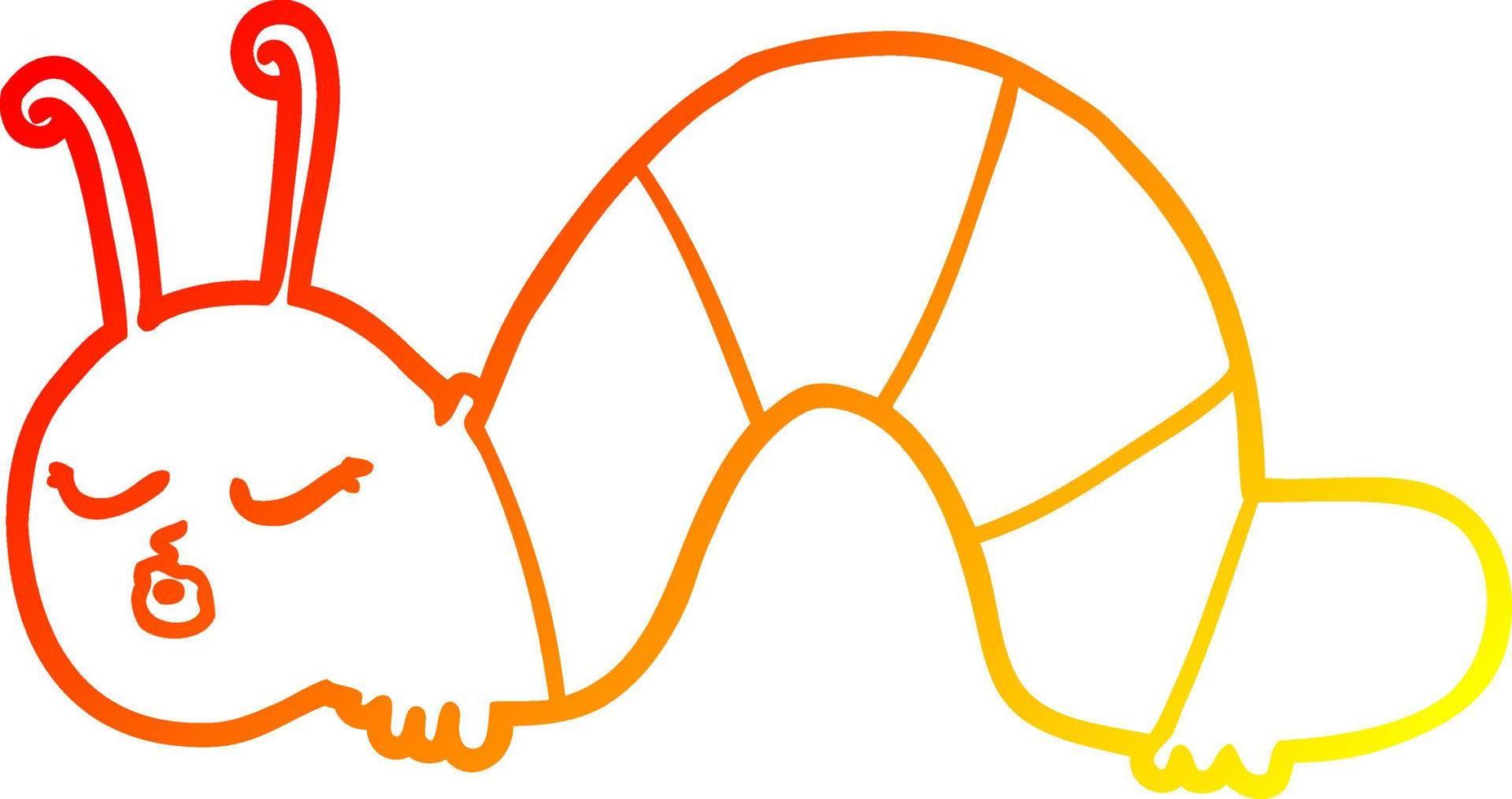 warm gradient line drawing cartoon caterpillar vector