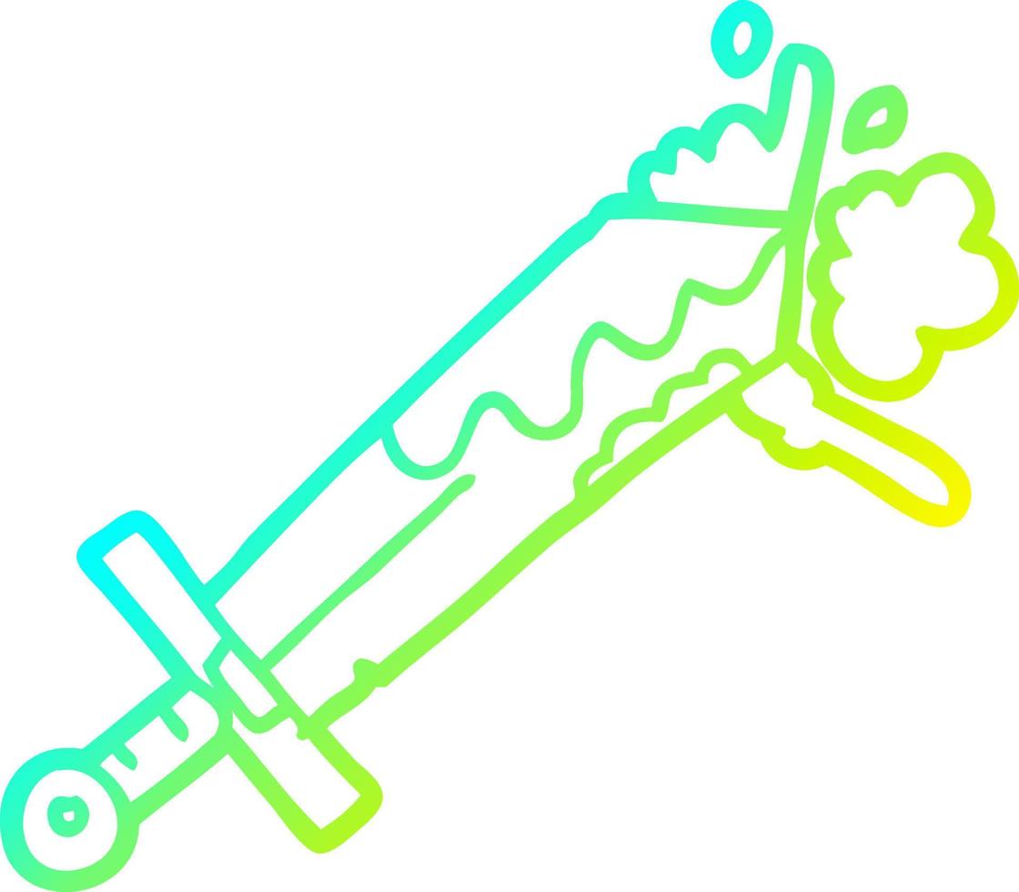 cold gradient line drawing bloody cartoon sword vector