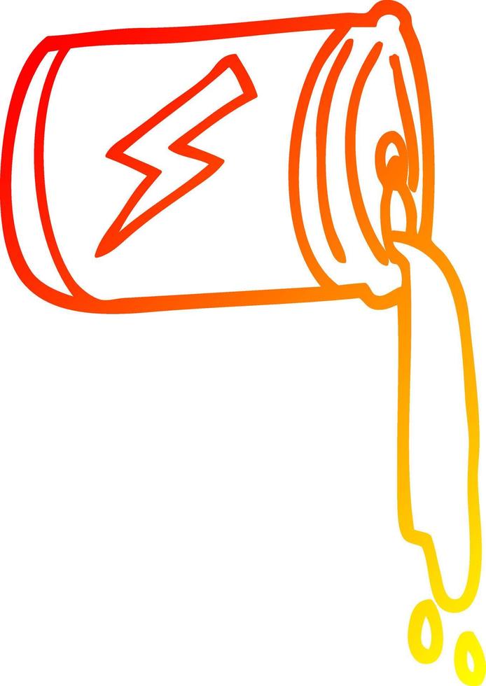 warm gradient line drawing cartoon pouring soda can vector