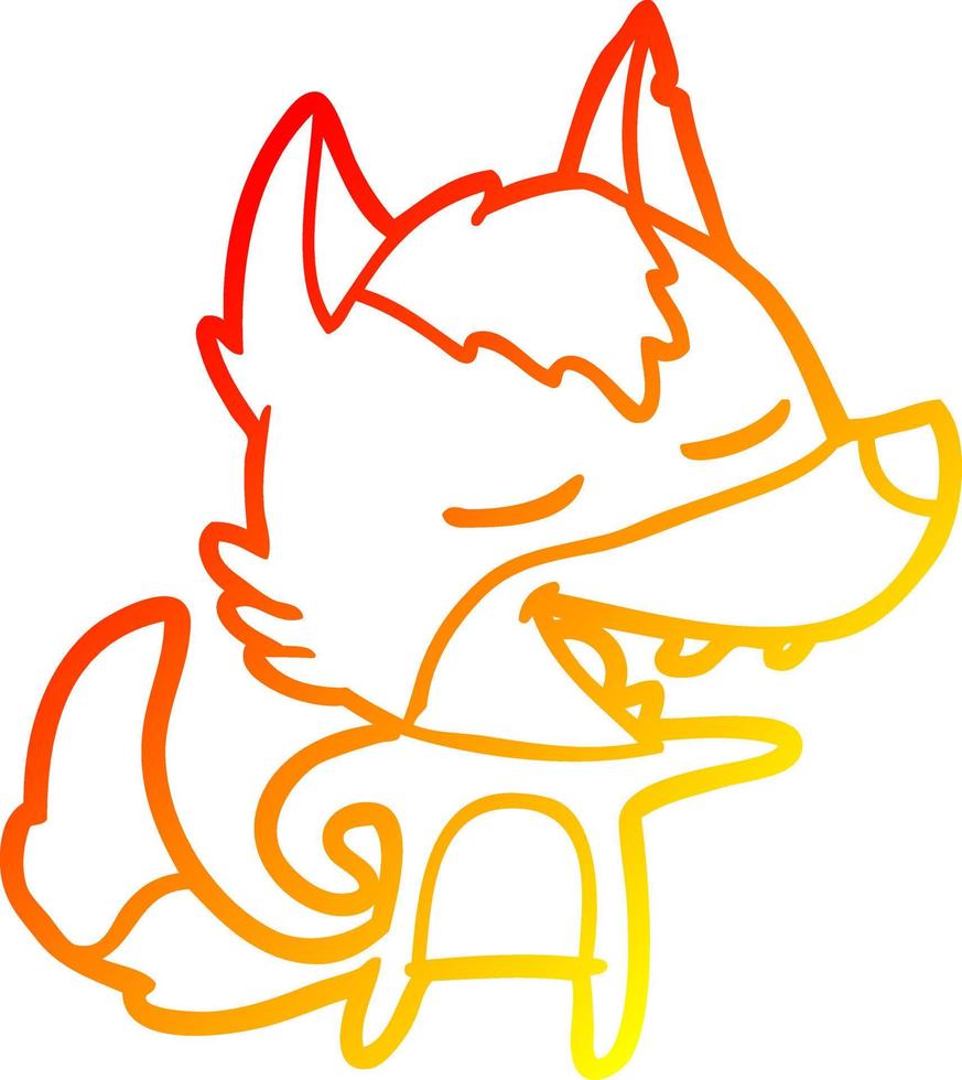 warm gradient line drawing cartoon wolf laughing vector