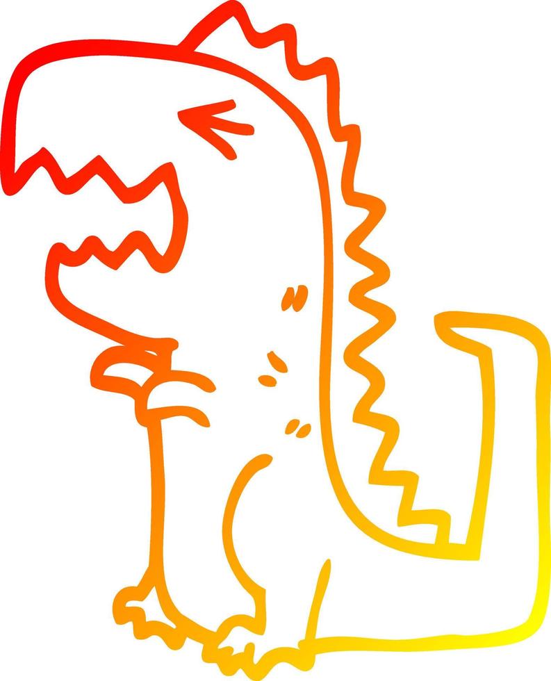 warm gradient line drawing cartoon roaring t rex vector