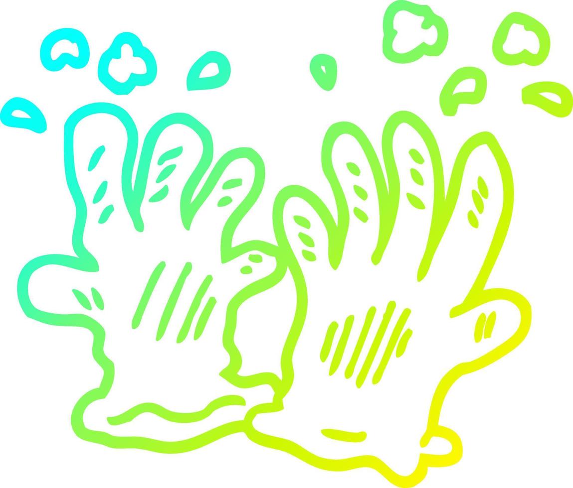 cold gradient line drawing cartoon garden gloves vector