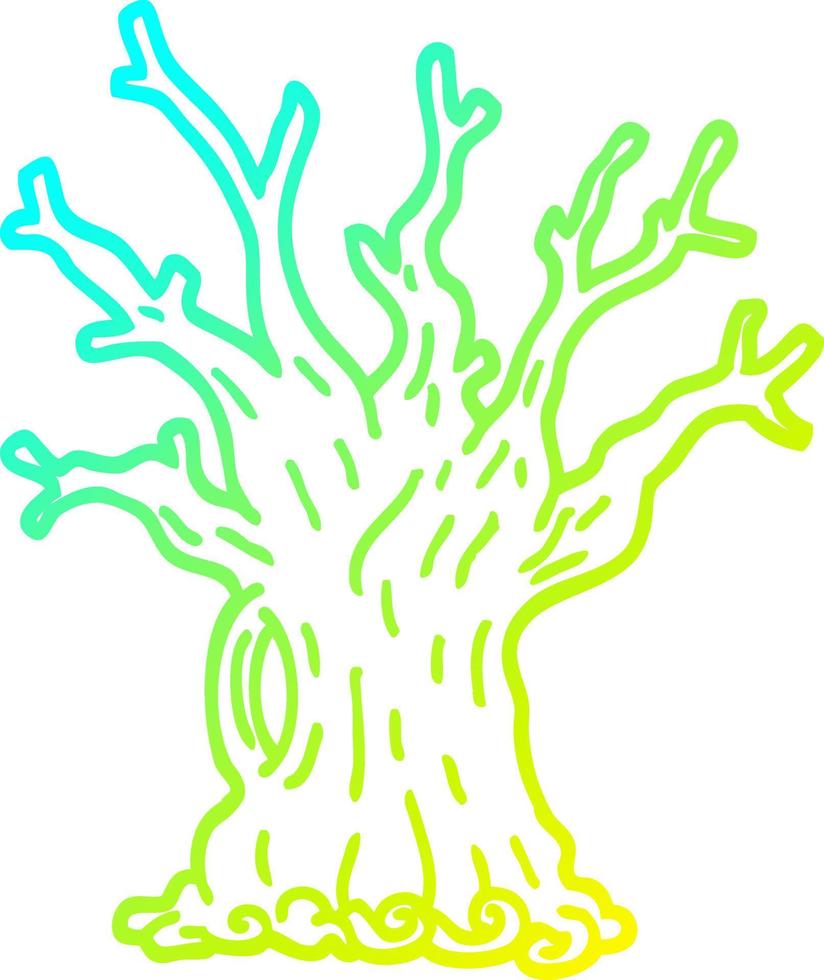 cold gradient line drawing cartoon tree vector