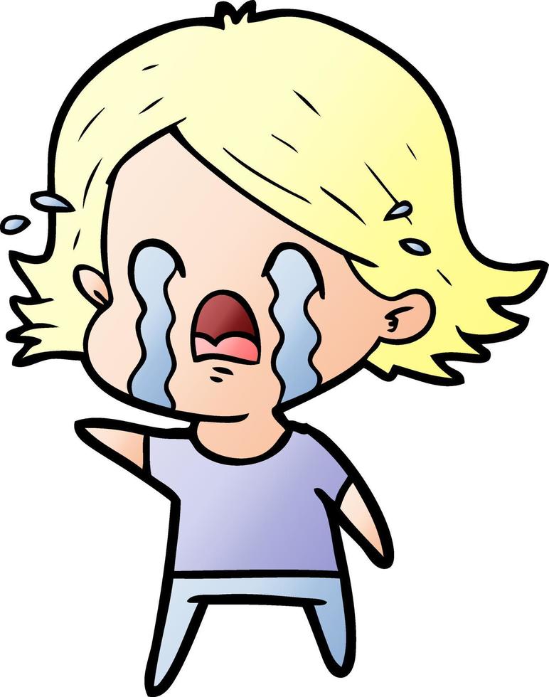 cartoon woman crying vector