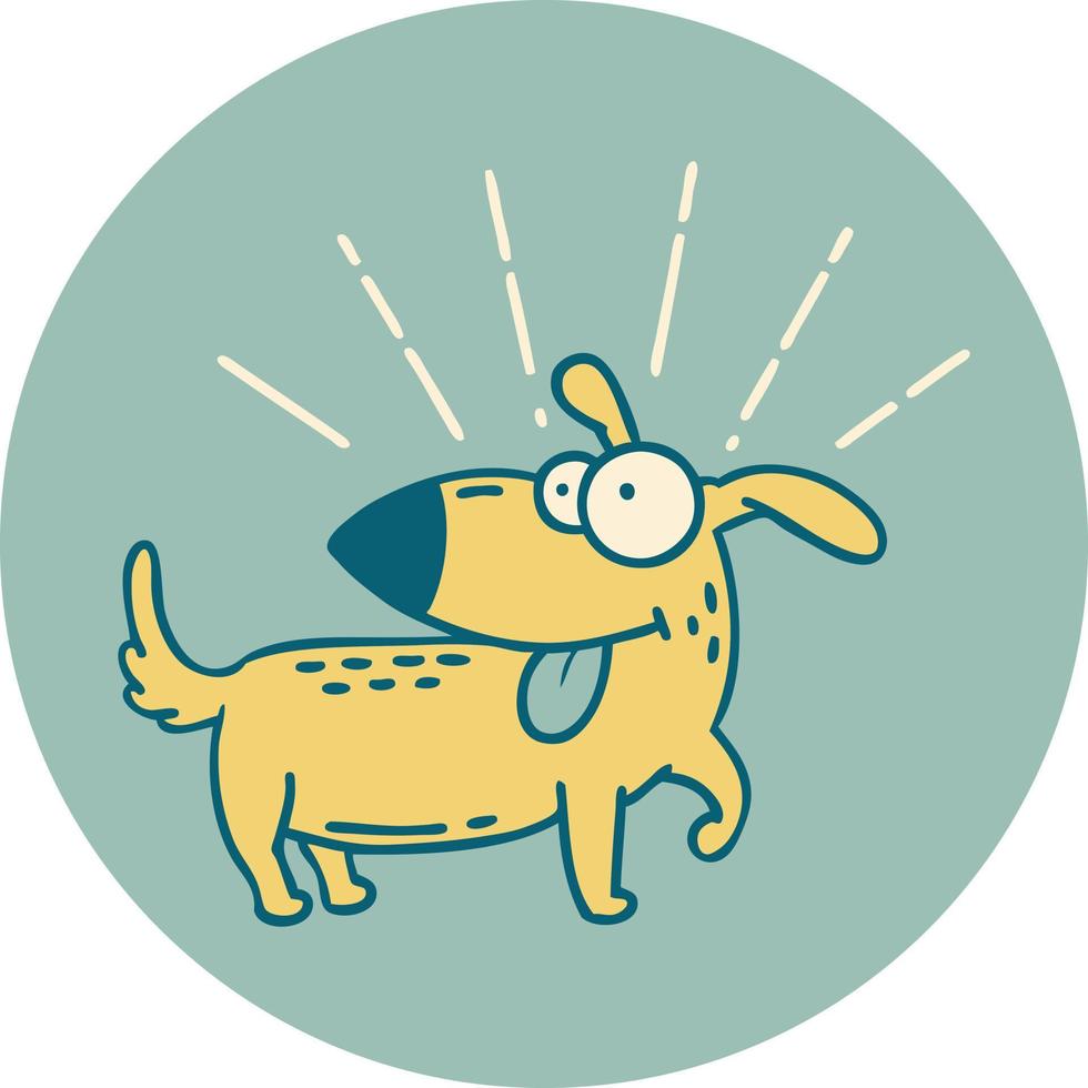 icon of a tattoo style happy dog vector