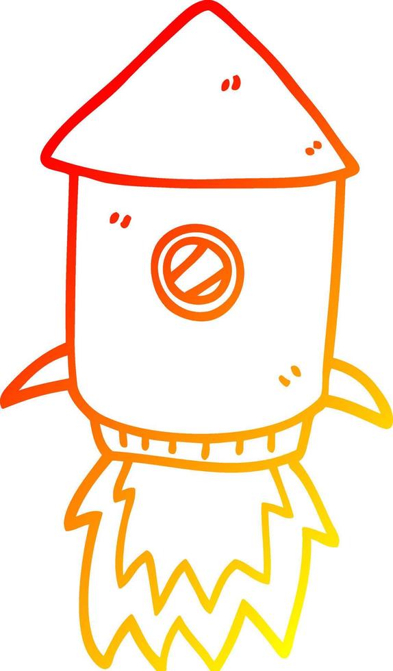 warm gradient line drawing cartoon space rocket vector