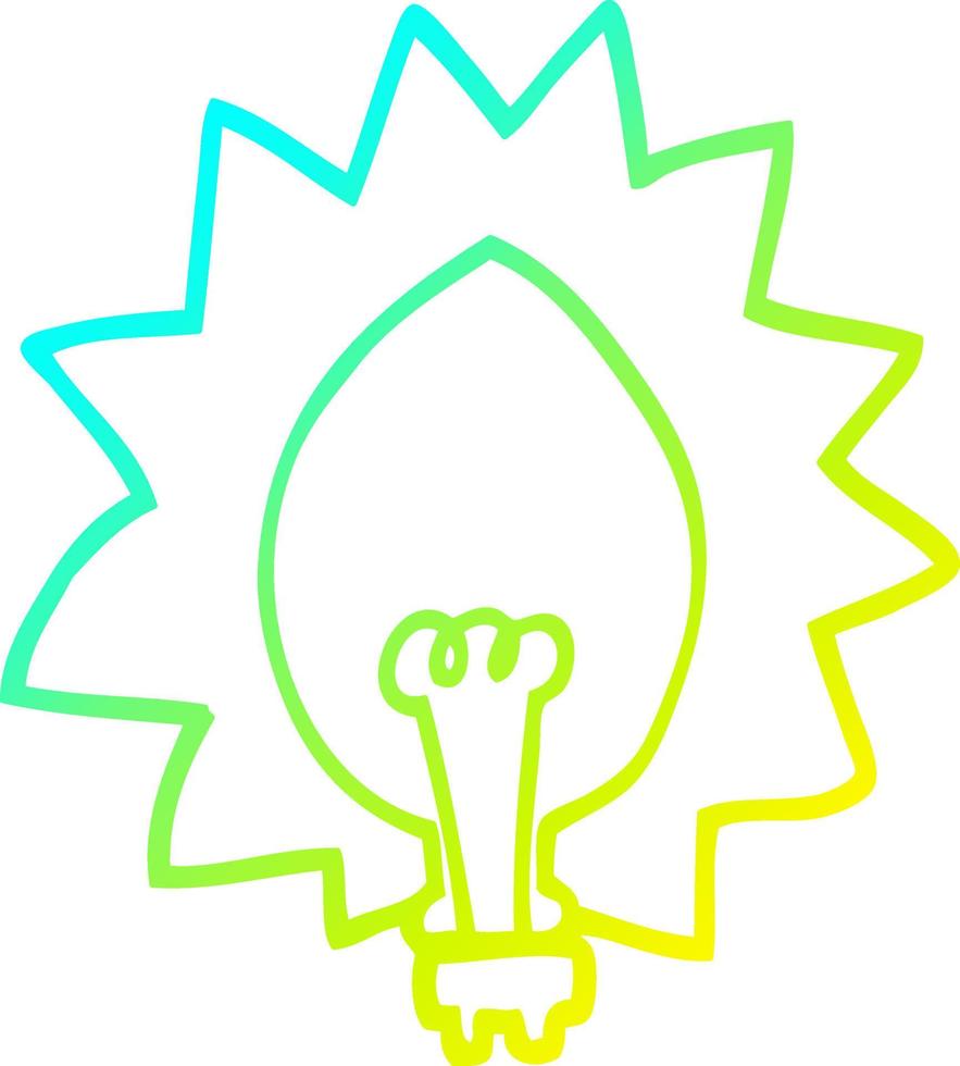 cold gradient line drawing cartoon light bulb vector