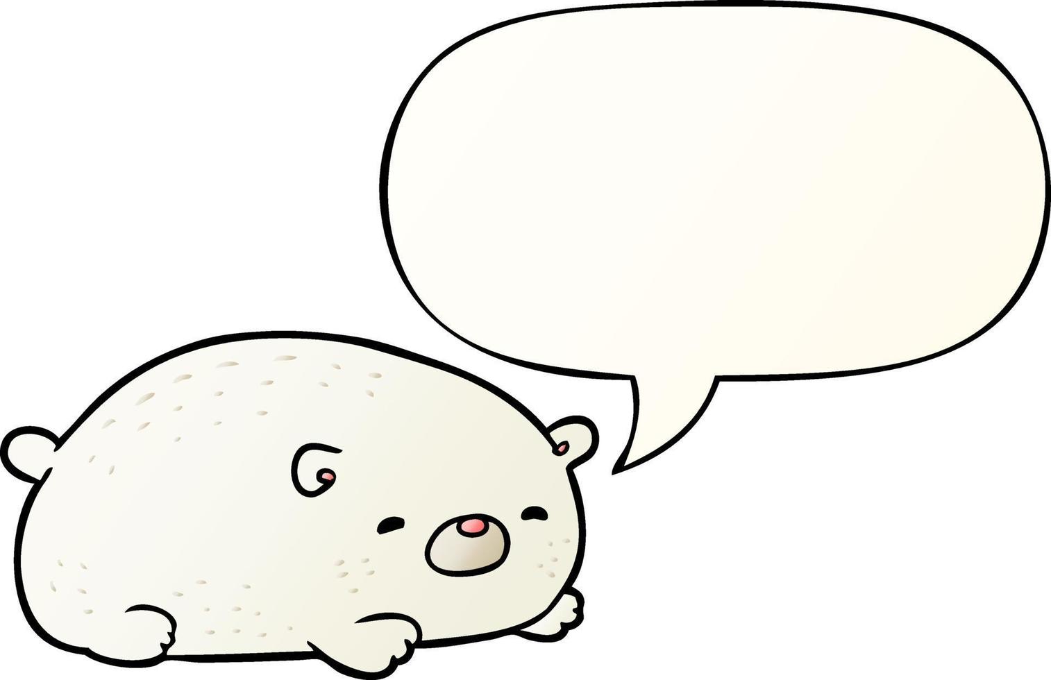 cute cartoon polar bear and speech bubble in smooth gradient style vector