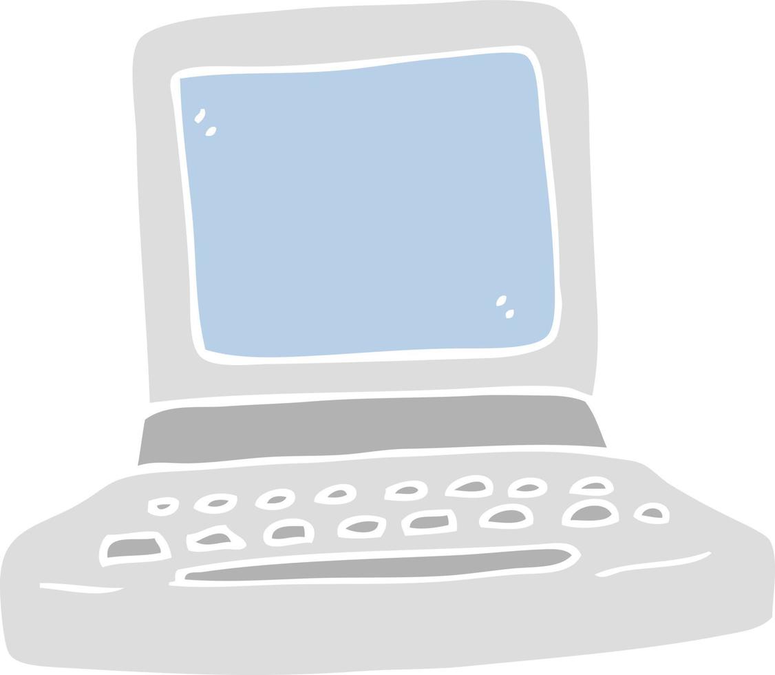 flat color illustration of old computer vector