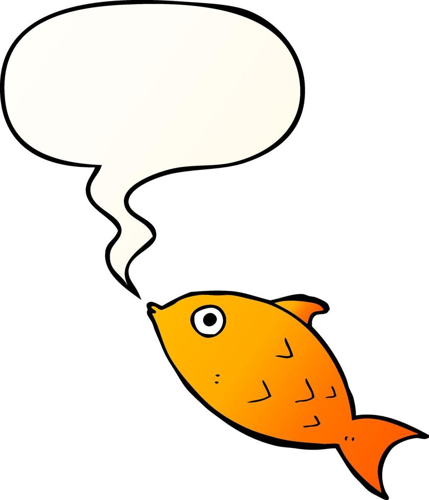 cartoon fish and speech bubble in smooth gradient style vector