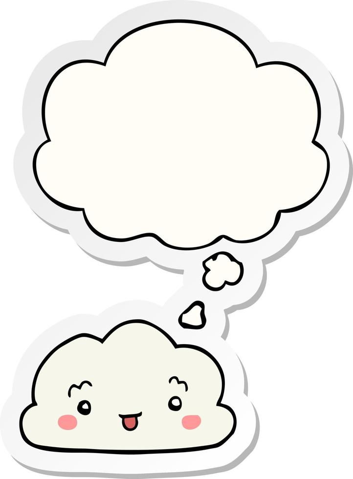 cartoon cloud and thought bubble as a printed sticker vector