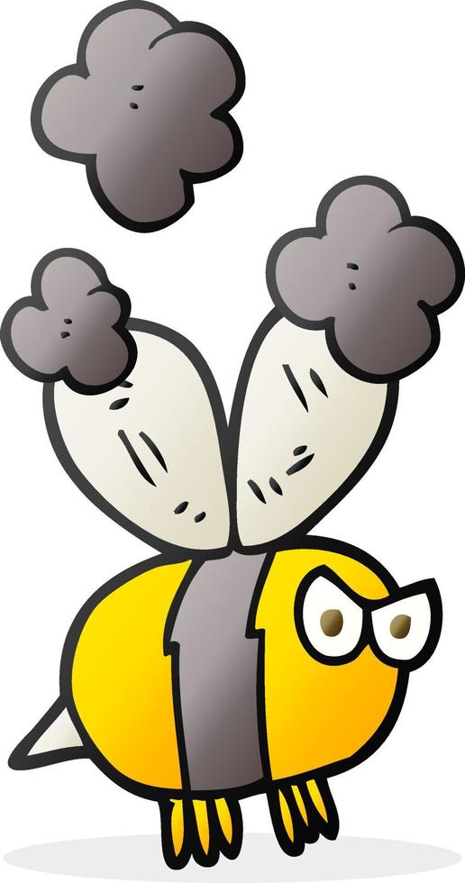 freehand drawn cartoon angry bee vector