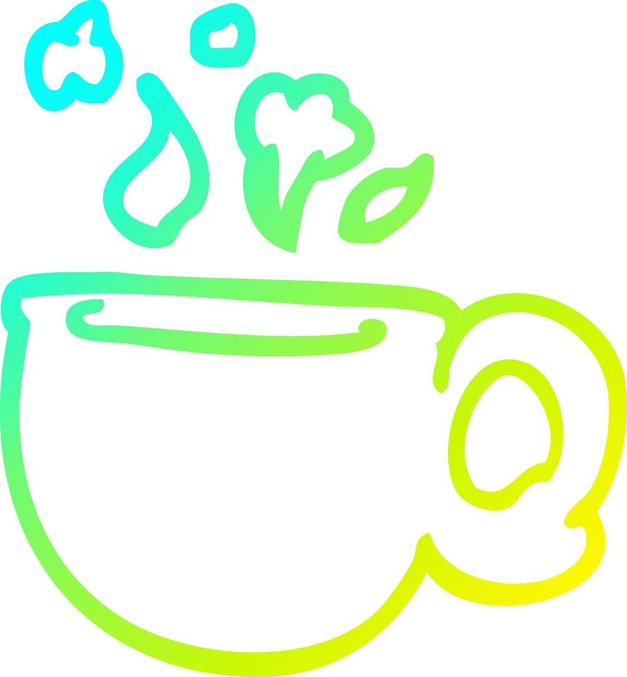 cold gradient line drawing cartoon steaming cup vector