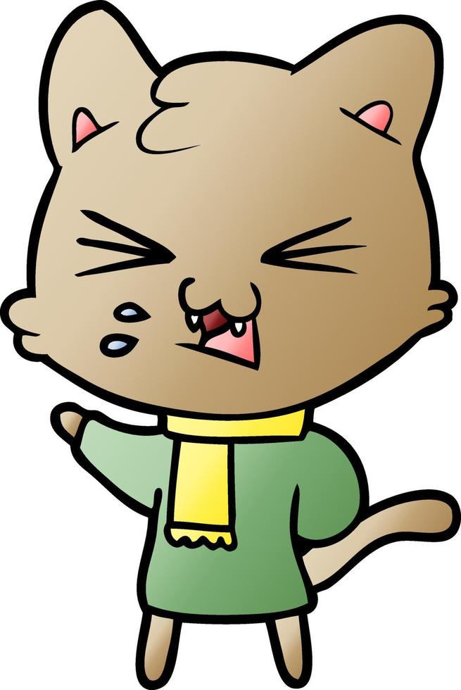 cartoon cat hissing vector
