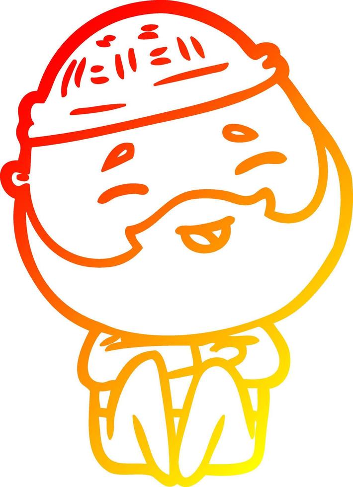 warm gradient line drawing cartoon happy bearded man vector
