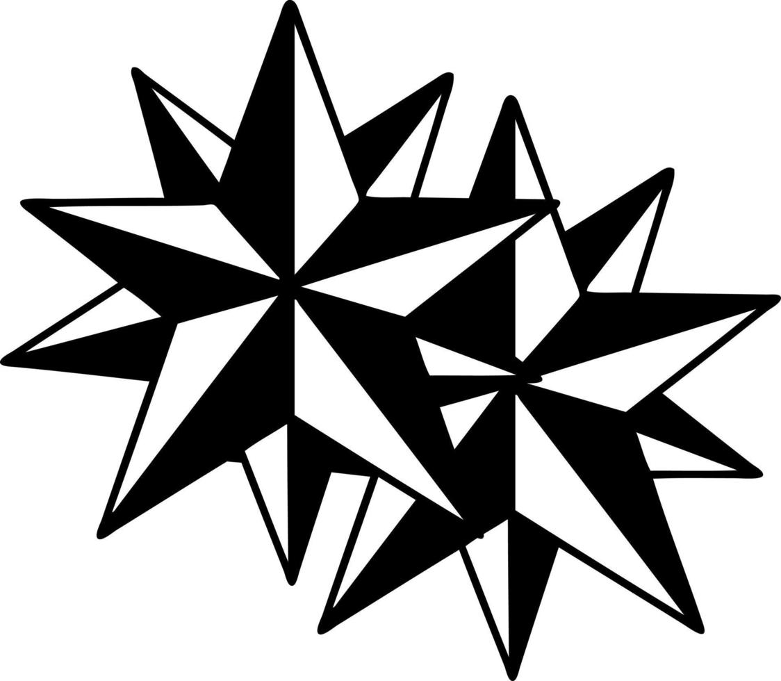 tattoo in black line style of stars vector