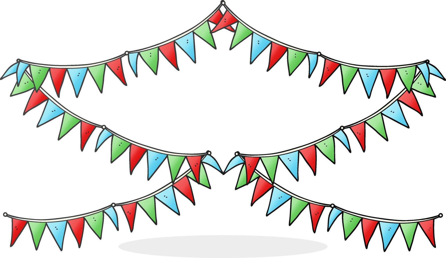 freehand drawn cartoon bunting flags vector
