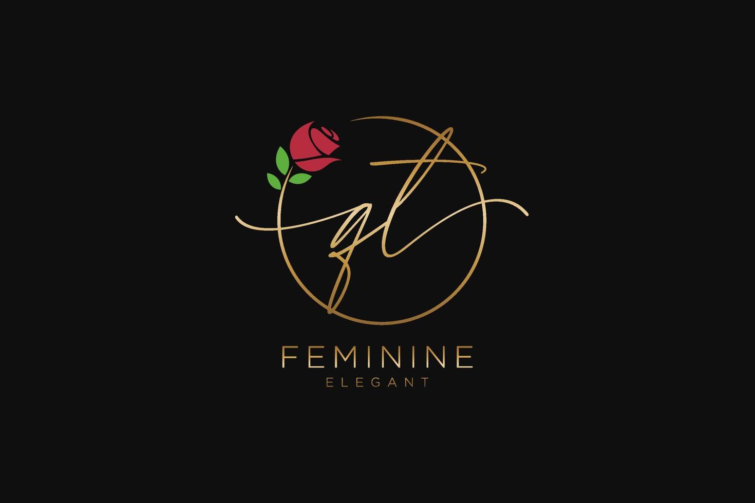 initial QT Feminine logo beauty monogram and elegant logo design, handwriting logo of initial signature, wedding, fashion, floral and botanical with creative template. vector