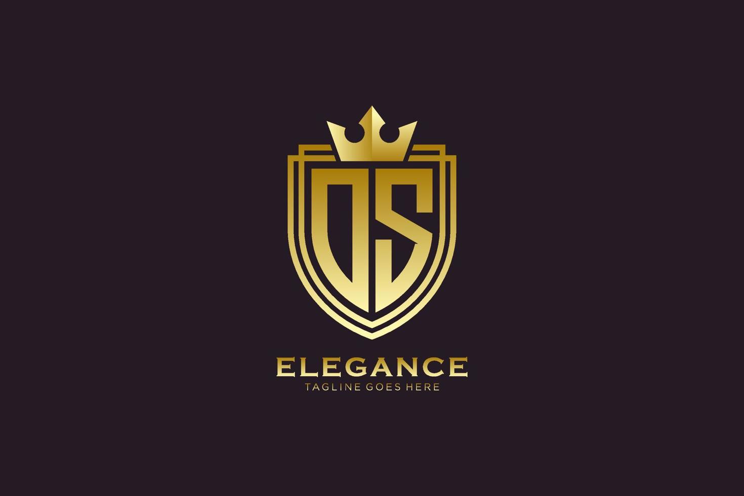 initial OS elegant luxury monogram logo or badge template with scrolls and royal crown - perfect for luxurious branding projects vector