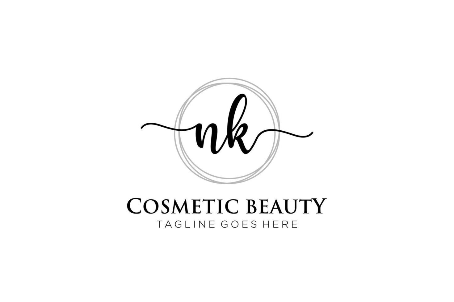 initial NK Feminine logo beauty monogram and elegant logo design, handwriting logo of initial signature, wedding, fashion, floral and botanical with creative template. vector