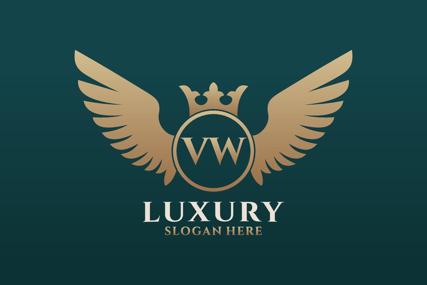 Luxury royal wing Letter VW crest Gold color Logo vector, Victory logo, crest logo, wing logo, vector logo template.