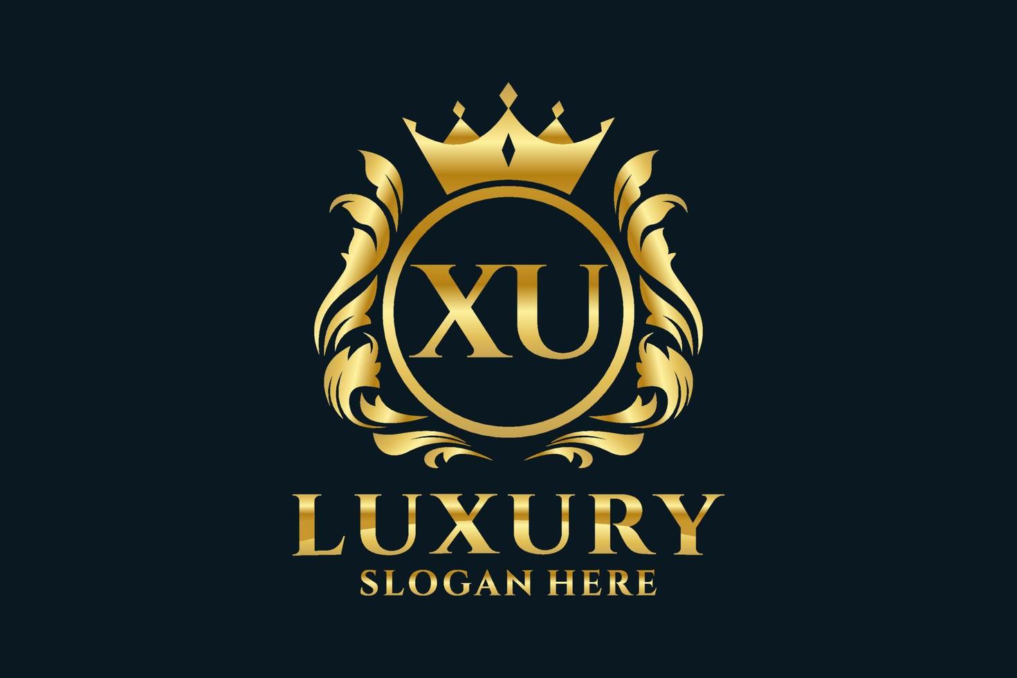 Initial XU Letter Royal Luxury Logo template in vector art for luxurious branding projects and other vector illustration.