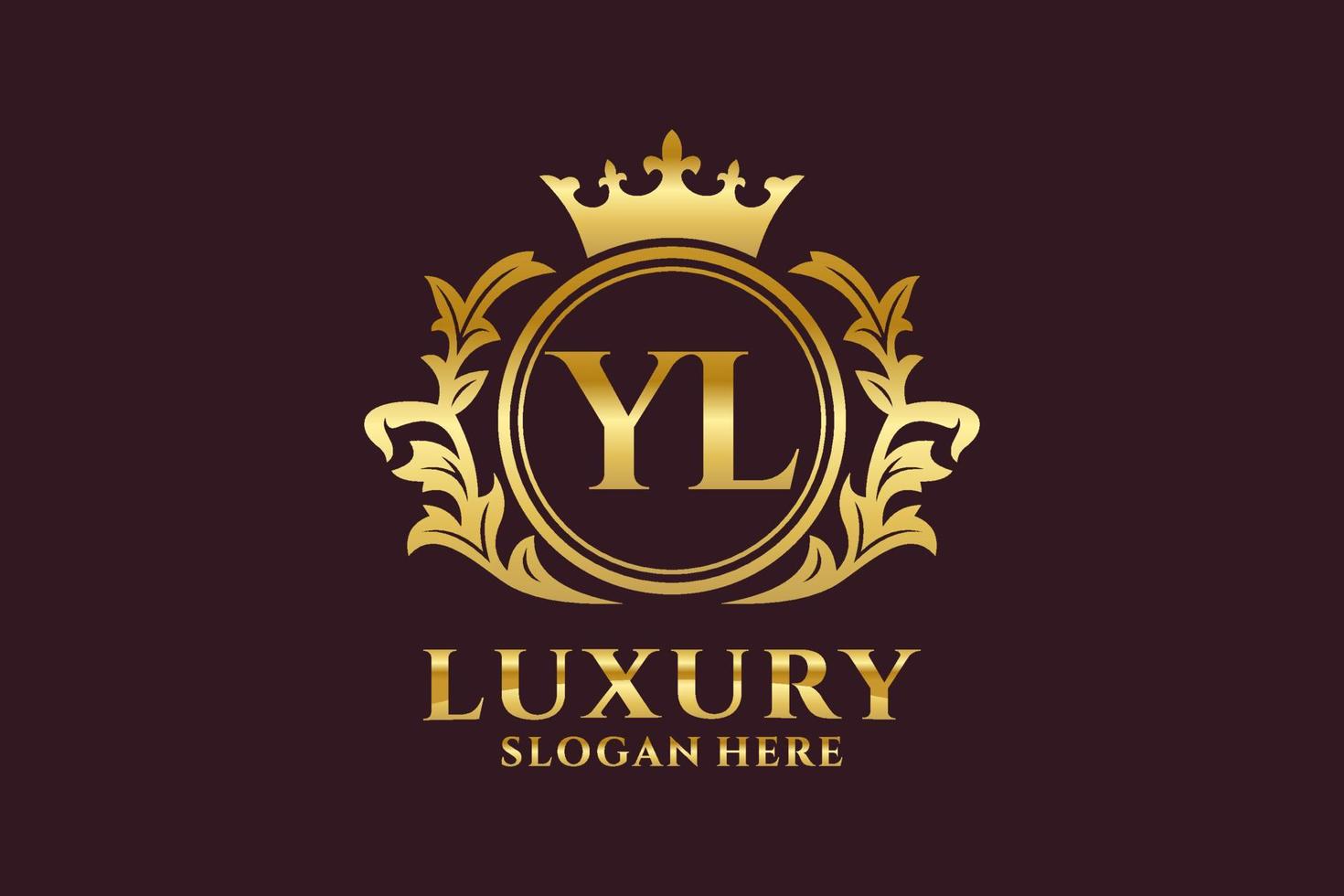 Initial YL Letter Royal Luxury Logo template in vector art for luxurious branding projects and other vector illustration.