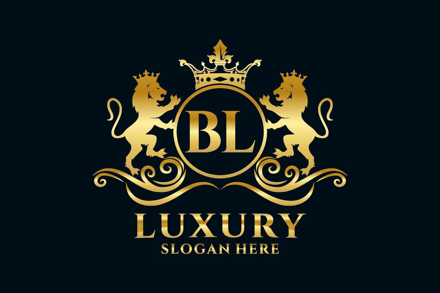 Initial BL Letter Lion Royal Luxury Logo template in vector art for luxurious branding projects and other vector illustration.