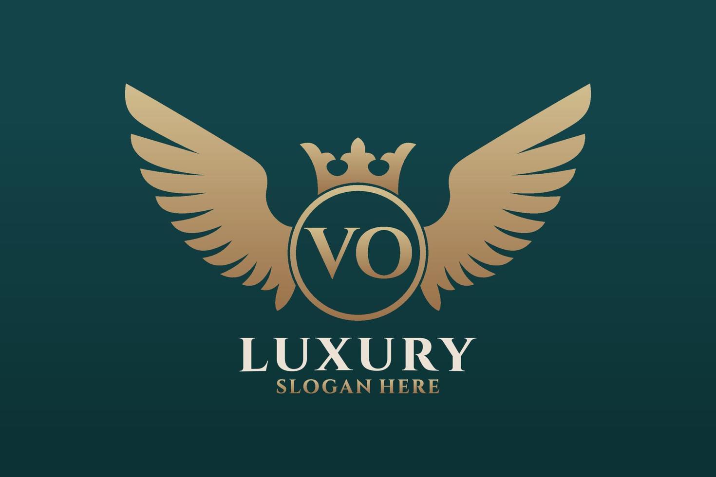 Luxury royal wing Letter VO crest Gold color Logo vector, Victory logo, crest logo, wing logo, vector logo template.