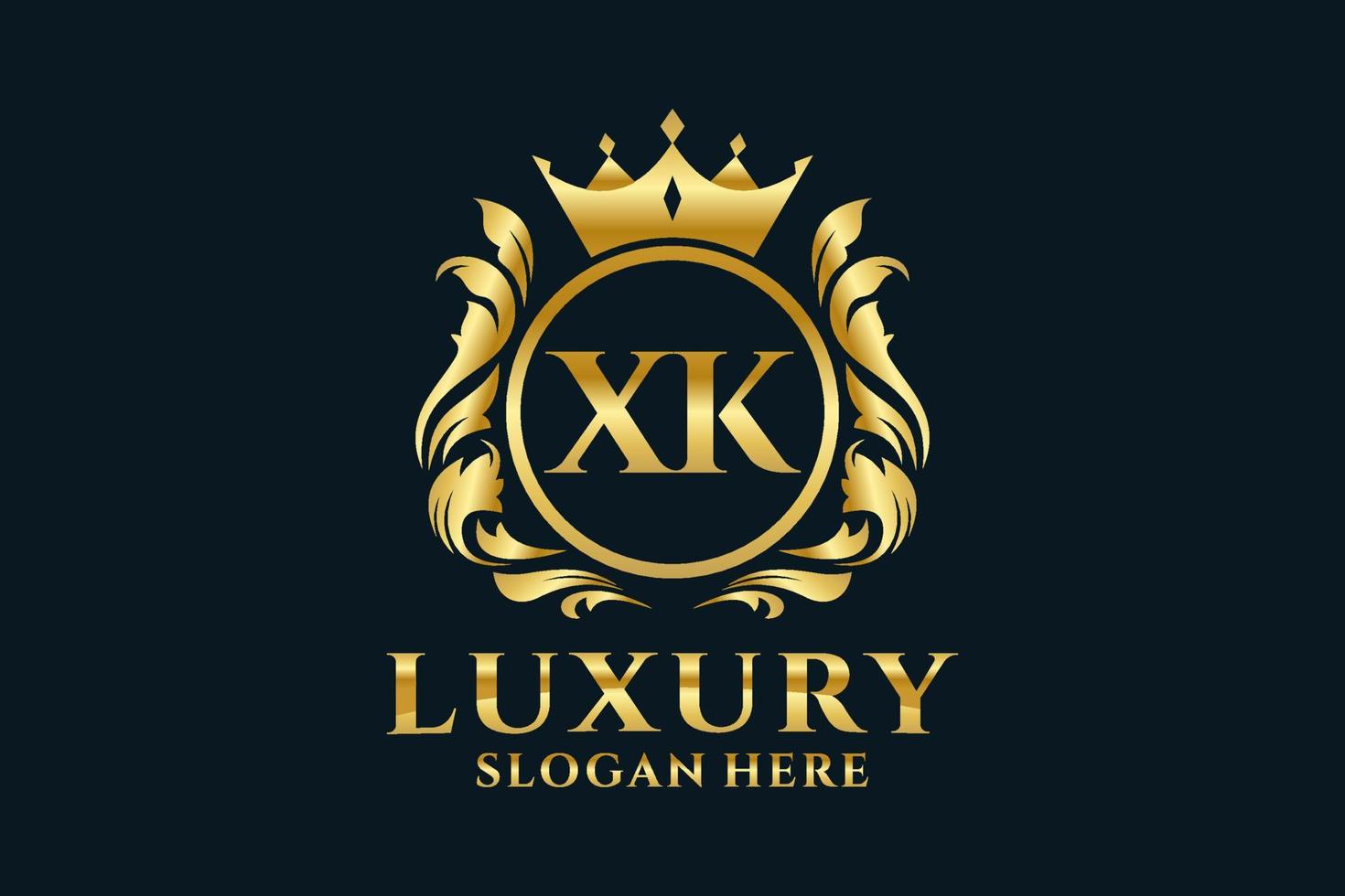 Initial XK Letter Royal Luxury Logo template in vector art for luxurious branding projects and other vector illustration.