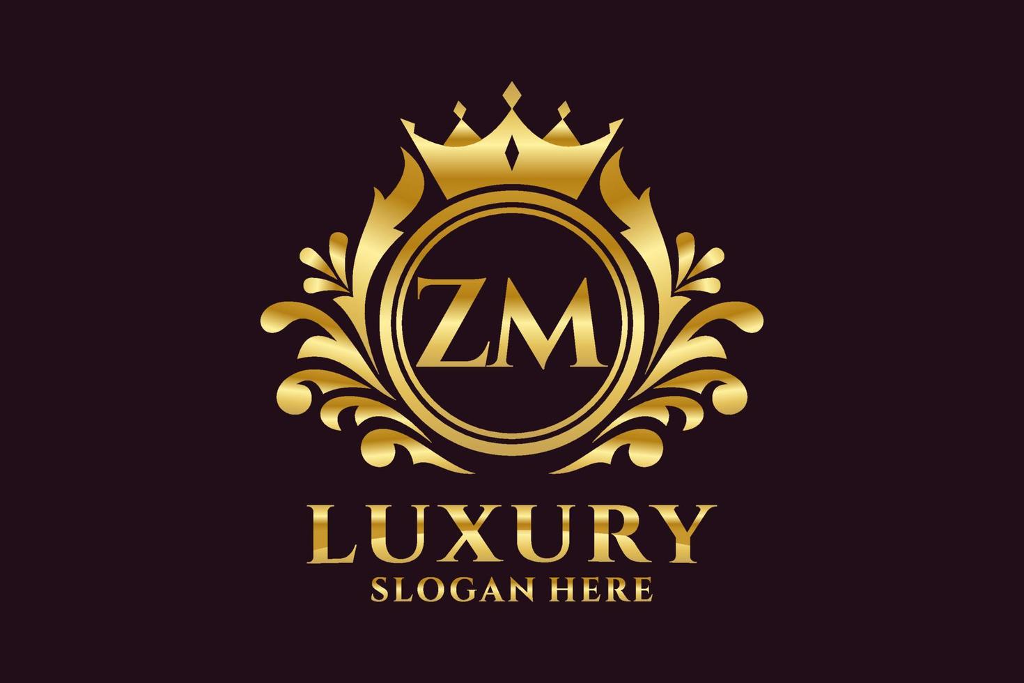 Initial ZM Letter Royal Luxury Logo template in vector art for luxurious branding projects and other vector illustration.