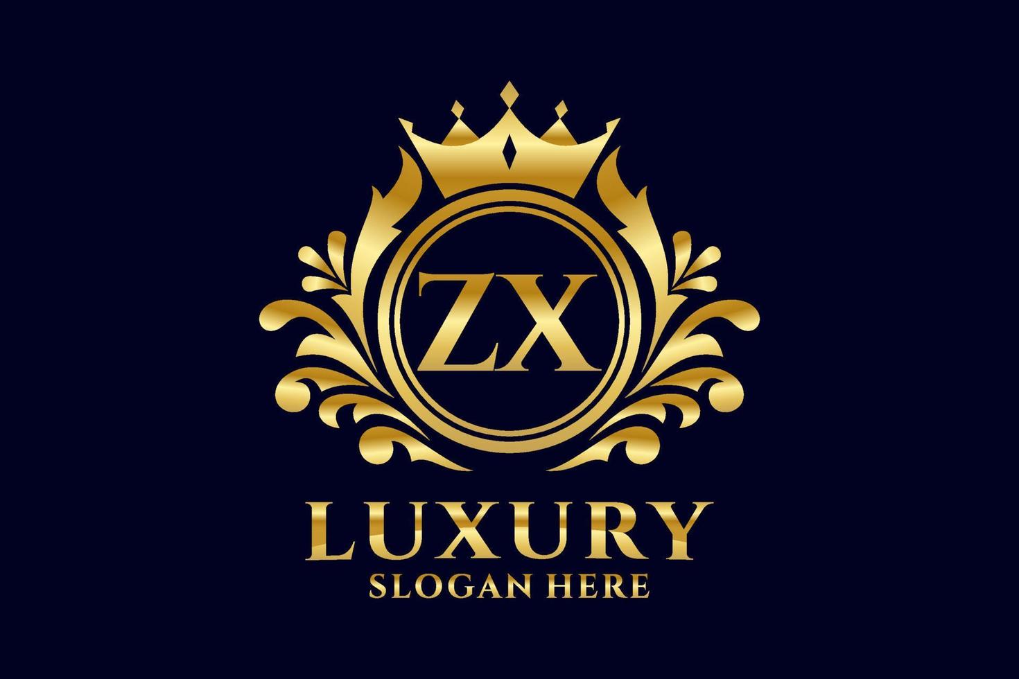 Initial ZX Letter Royal Luxury Logo template in vector art for luxurious branding projects and other vector illustration.