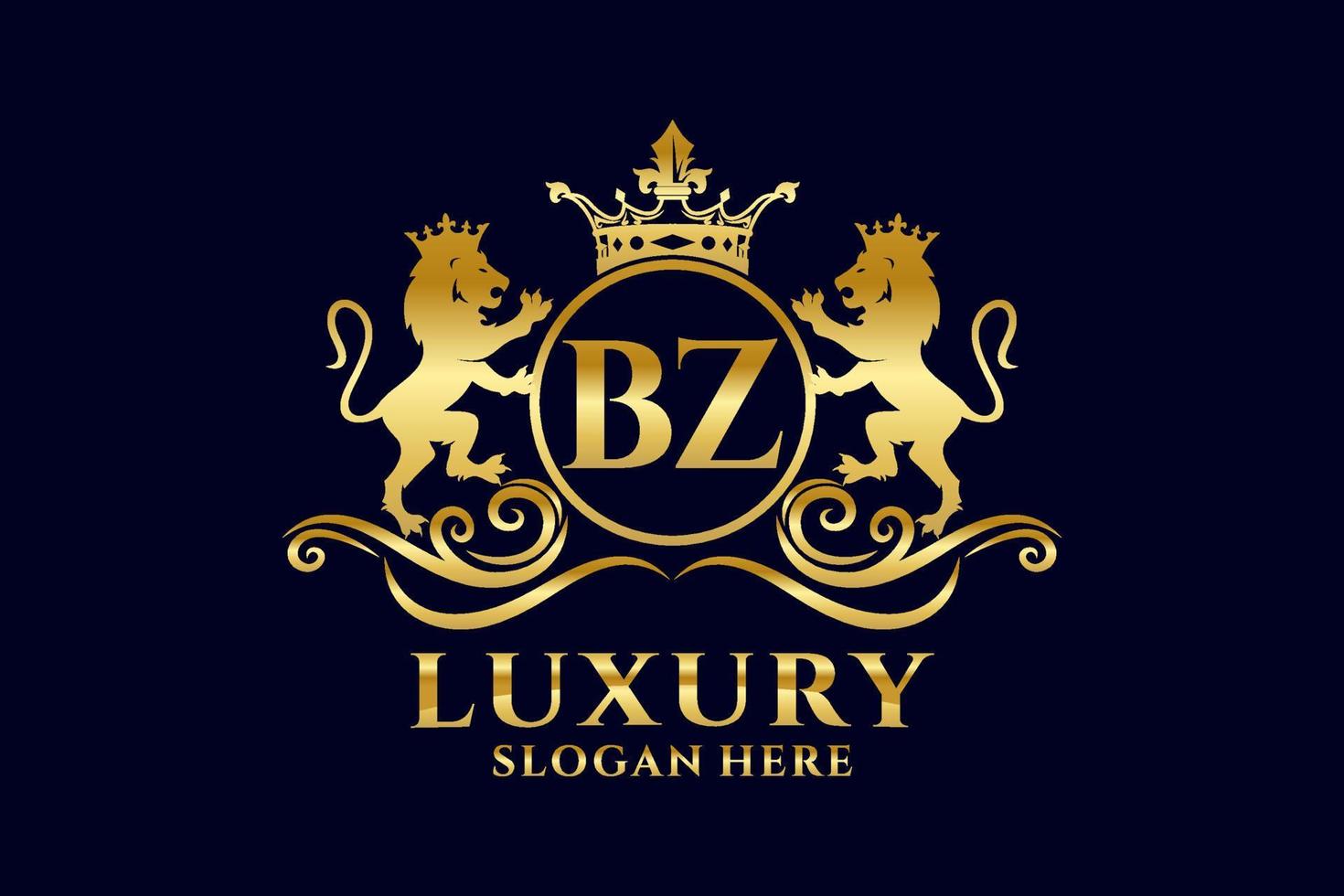 Initial BZ Letter Lion Royal Luxury Logo template in vector art for luxurious branding projects and other vector illustration.