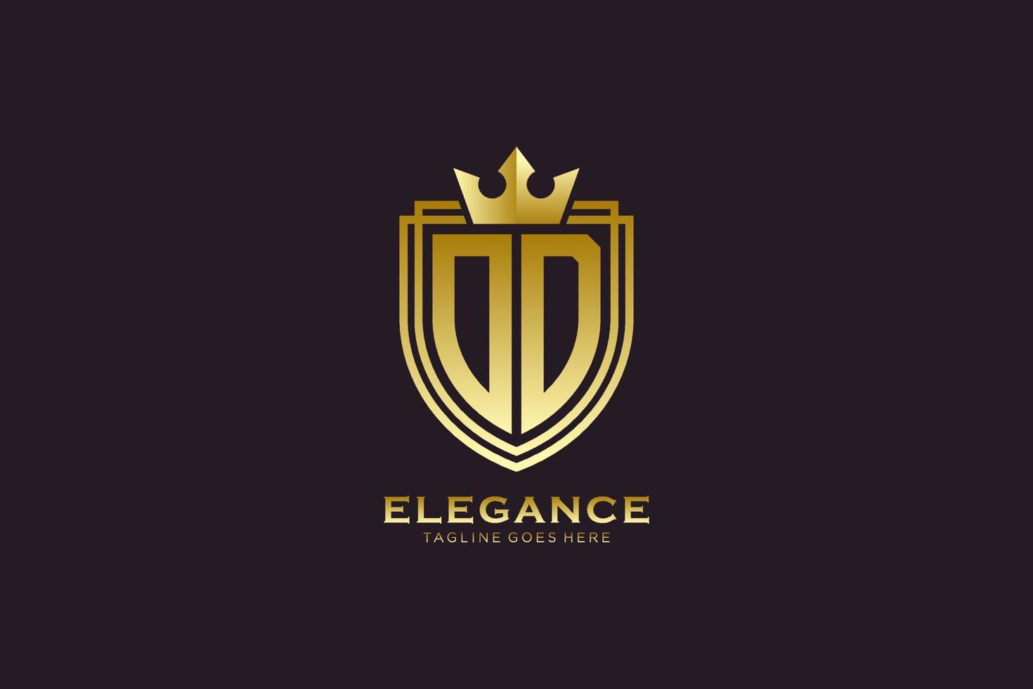 initial OD elegant luxury monogram logo or badge template with scrolls and royal crown - perfect for luxurious branding projects vector