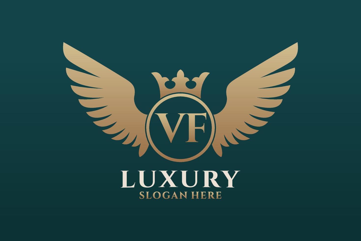 Luxury royal wing Letter VF crest Gold color Logo vector, Victory logo, crest logo, wing logo, vector logo template.