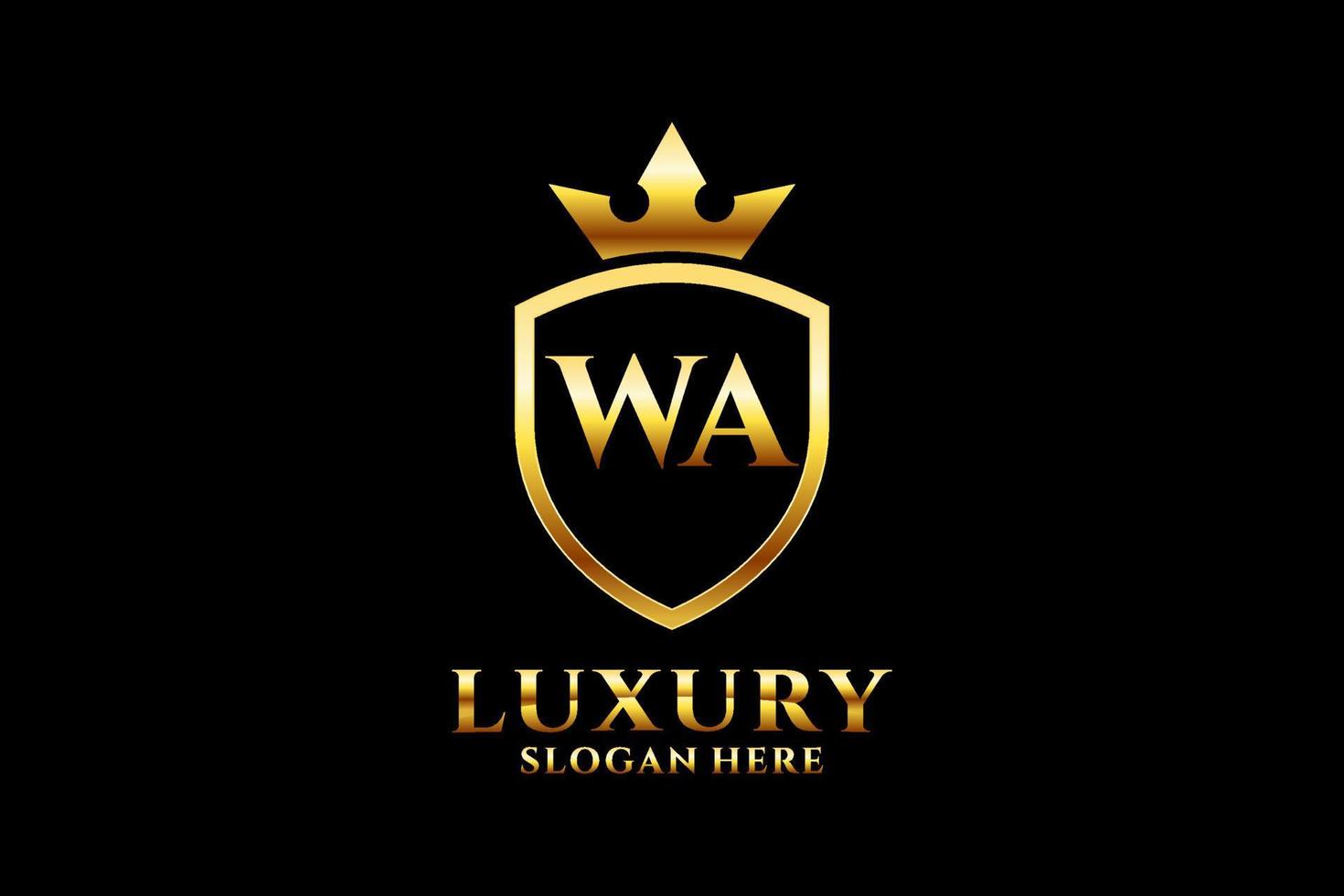 initial WA elegant luxury monogram logo or badge template with scrolls and royal crown - perfect for luxurious branding projects vector