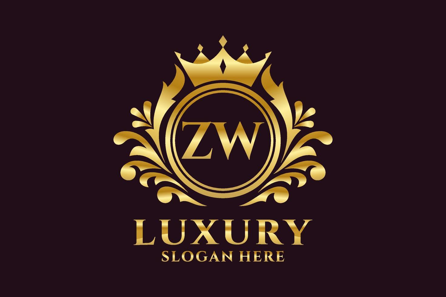 Initial ZW Letter Royal Luxury Logo template in vector art for luxurious branding projects and other vector illustration.