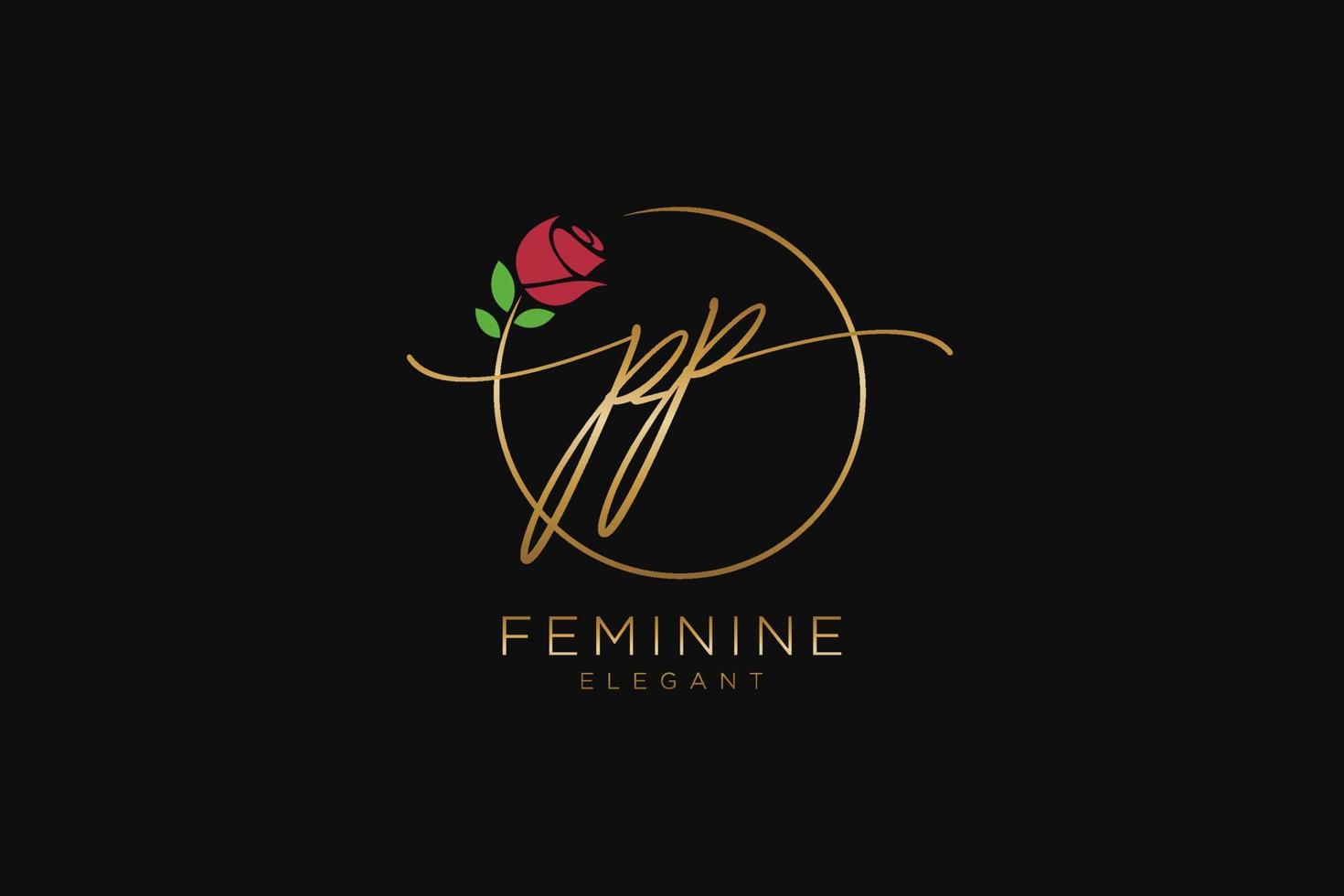 initial PP Feminine logo beauty monogram and elegant logo design, handwriting logo of initial signature, wedding, fashion, floral and botanical with creative template. vector