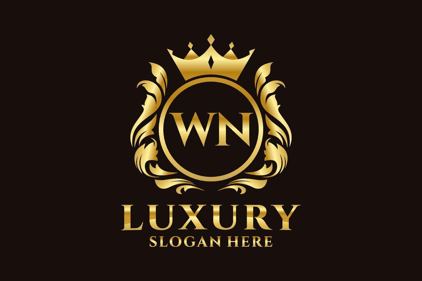 Initial WN Letter Royal Luxury Logo template in vector art for luxurious branding projects and other vector illustration.