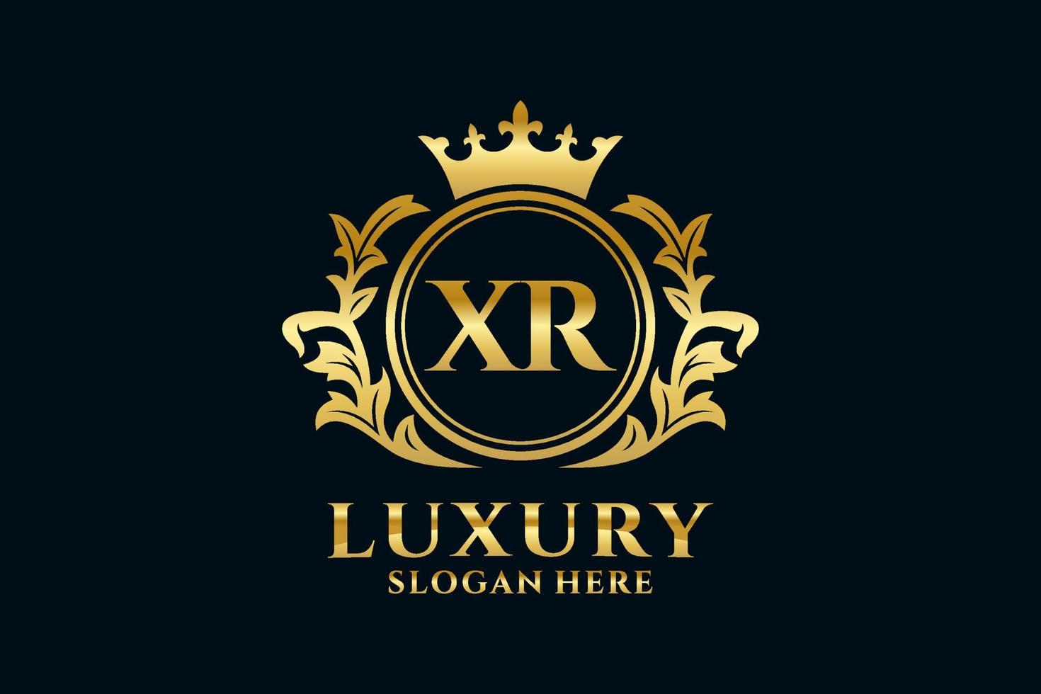 Initial XR Letter Royal Luxury Logo template in vector art for luxurious branding projects and other vector illustration.