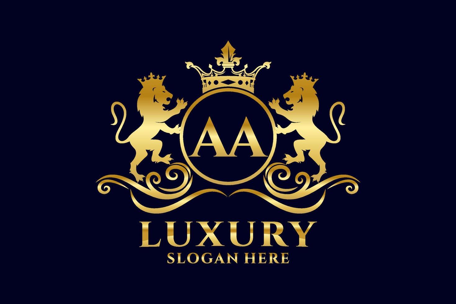 Initial AA Letter Lion Royal Luxury Logo template in vector art for luxurious branding projects and other vector illustration.